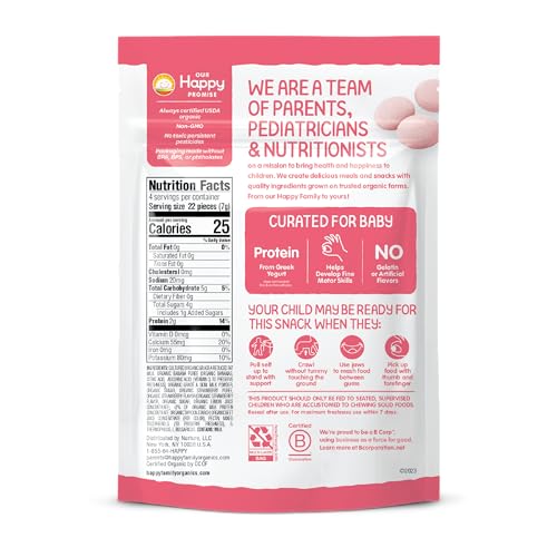 Happy Baby Organics Strawberry Banana Greek Yogurt Snacks, Organic, 1 Ounce per Pack USDA Organic  
Happy Baby Organics